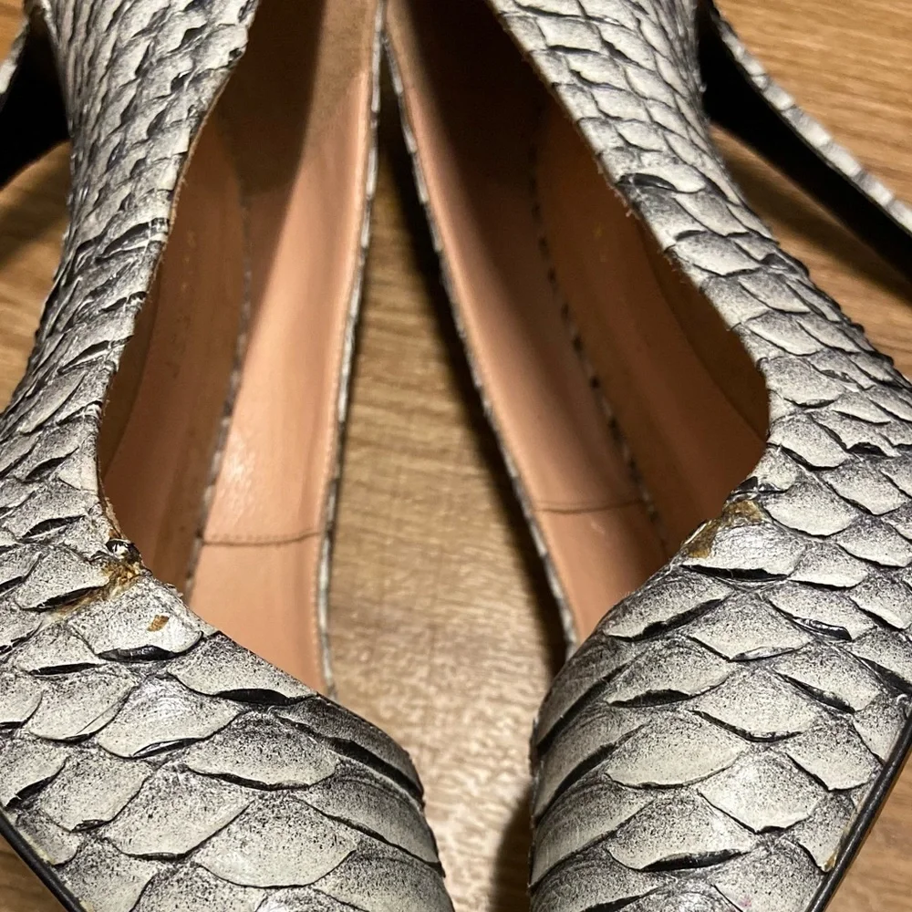 ROLAND MOURET Handmade Genuine Leather Python Pencil Heel